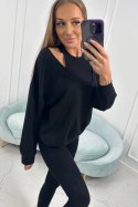 Komplet 3-częściowy bluza + top + legginsy czarny