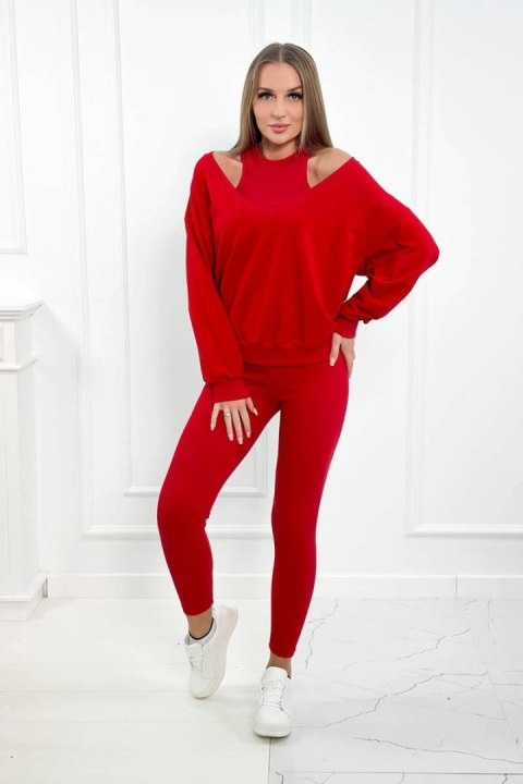 Komplet 3-częściowy bluza + top + legginsy czerwony Komplet 3-częściowy bluza + top + legginsy czerwony