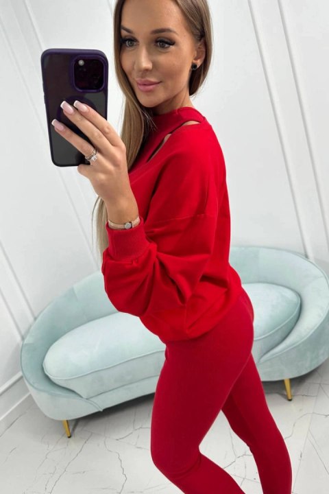 Komplet 3-częściowy bluza + top + legginsy czerwony Komplet 3-częściowy bluza + top + legginsy czerwony