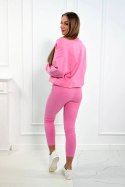 Komplet 3-częściowy bluza + top + legginsy jasno różowy