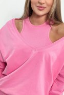 Komplet 3-częściowy bluza + top + legginsy jasno różowy