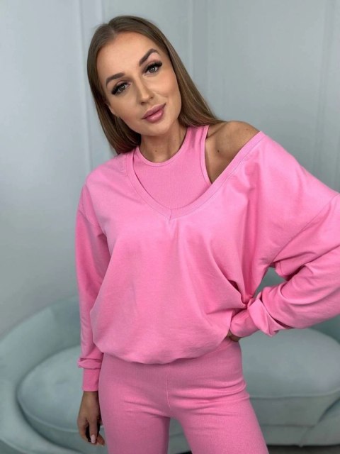 Komplet 3-częściowy bluza + top + legginsy jasno różowy Komplet 3-częściowy bluza + top + legginsy jasno różowy