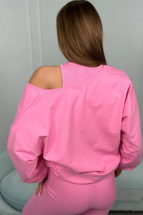 Komplet 3-częściowy bluza + top + legginsy jasno różowy Komplet 3-częściowy bluza + top + legginsy jasno różowy