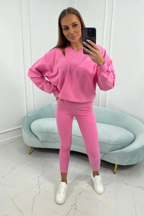 Komplet 3-częściowy bluza + top + legginsy jasno różowy Komplet 3-częściowy bluza + top + legginsy jasno różowy