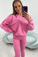 Komplet 3-częściowy bluza + top + legginsy jasno różowy