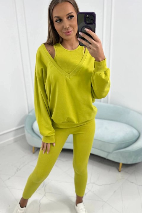 Komplet 3-częściowy bluza + top + legginsy kiwi Komplet 3-częściowy bluza + top + legginsy kiwi