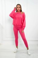 Komplet 3-częściowy bluza + top + legginsy malinowy