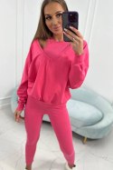 Komplet 3-częściowy bluza + top + legginsy malinowy