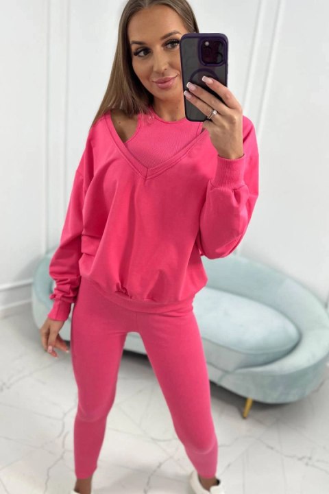 Komplet 3-częściowy bluza + top + legginsy malinowy Komplet 3-częściowy bluza + top + legginsy malinowy