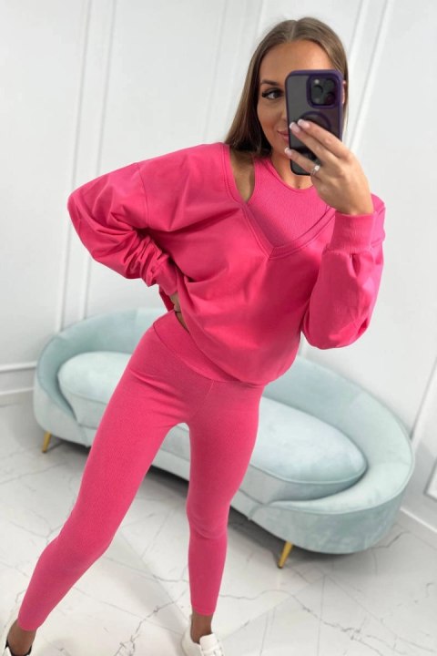 Komplet 3-częściowy bluza + top + legginsy malinowy Komplet 3-częściowy bluza + top + legginsy malinowy