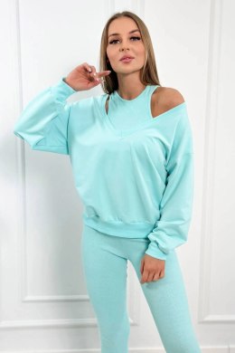 Komplet 3-częściowy bluza + top + legginsy miętowy