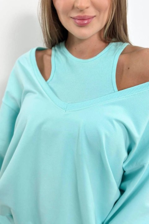 Komplet 3-częściowy bluza + top + legginsy miętowy Komplet 3-częściowy bluza + top + legginsy miętowy