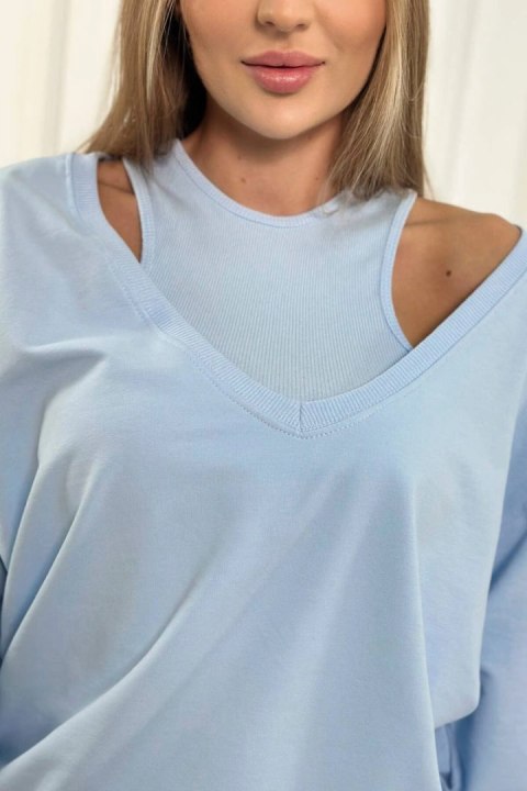 Komplet 3-częściowy bluza + top + legginsy niebieski Komplet 3-częściowy bluza + top + legginsy niebieski