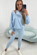 Komplet 3-częściowy bluza + top + legginsy niebieski