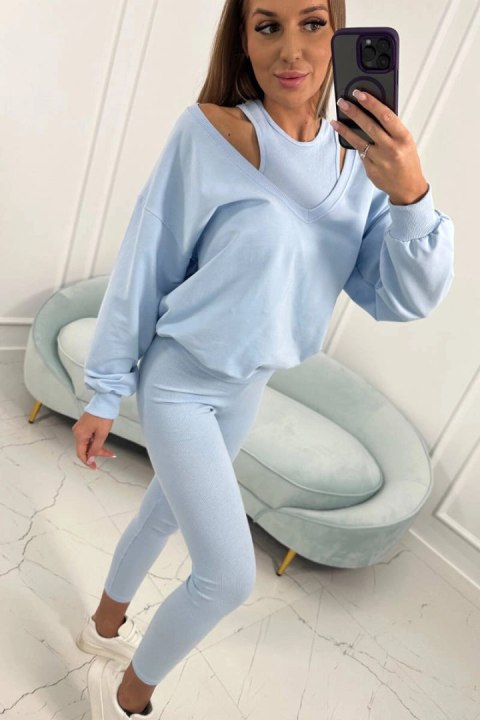 Komplet 3-częściowy bluza + top + legginsy niebieski Komplet 3-częściowy bluza + top + legginsy niebieski
