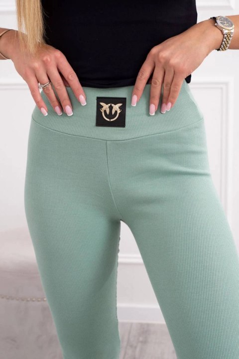 Legginsy w prążek z ozdobnymi jaskółkami ciemno miętowe Legginsy w prążek z ozdobnymi jaskółkami ciemno miętowe