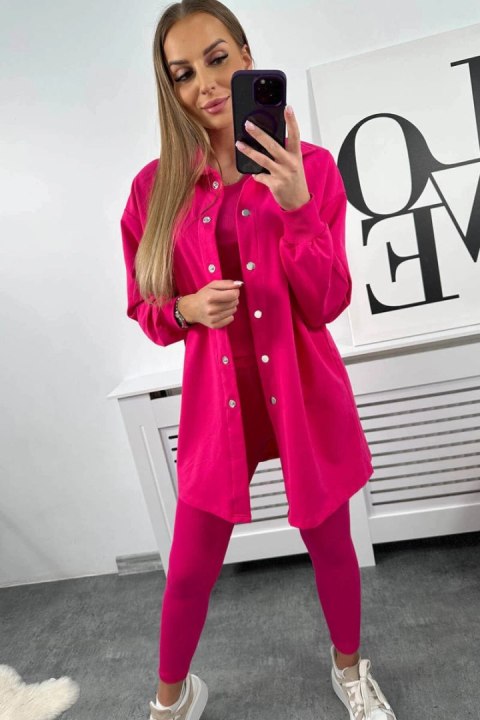 Komplet 3-częściowy bluza, top i legginsy fuksja Komplet 3-częściowy bluza, top i legginsy fuksja
