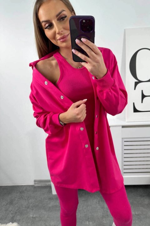 Komplet 3-częściowy bluza, top i legginsy fuksja Komplet 3-częściowy bluza, top i legginsy fuksja