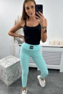 Legginsy w prążek z ozdobnymi jaskółkami jasno miętowe