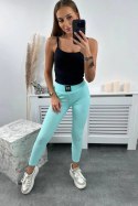 Legginsy w prążek z ozdobnymi jaskółkami jasno miętowe