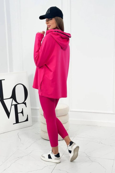 Komplet bawełniany bluza z kapturem + legginsy fuksja Komplet bawełniany bluza z kapturem + legginsy fuksja