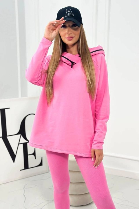 Komplet bawełniany bluza z kapturem + legginsy różowy Komplet bawełniany bluza z kapturem + legginsy różowy