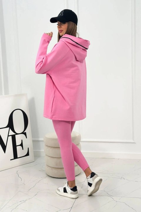 Komplet bawełniany bluza z kapturem + legginsy różowy Komplet bawełniany bluza z kapturem + legginsy różowy