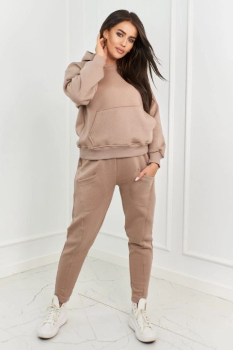 Komplet ocieplany bluza + spodnie beżowy Komplet ocieplany bluza + spodnie beżowy