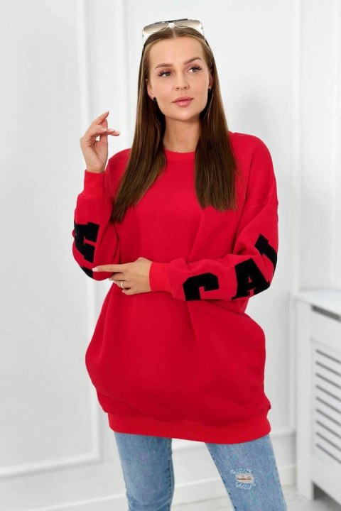 Bluza ocieplana z napisem California czerwona Bluza ocieplana z napisem California czerwona