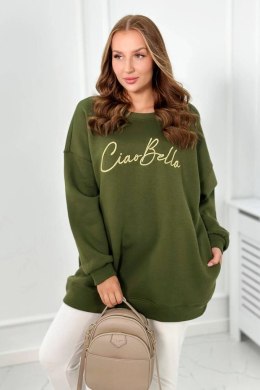 Bluza ocieplana z napisem Ciao Bella khaki