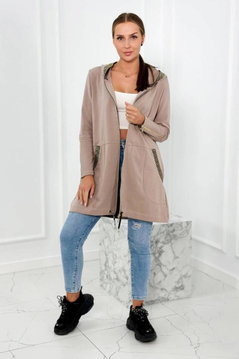 Bluza z ozdobną taśmą ciemno beżowa Bluza z ozdobną taśmą ciemno beżowa