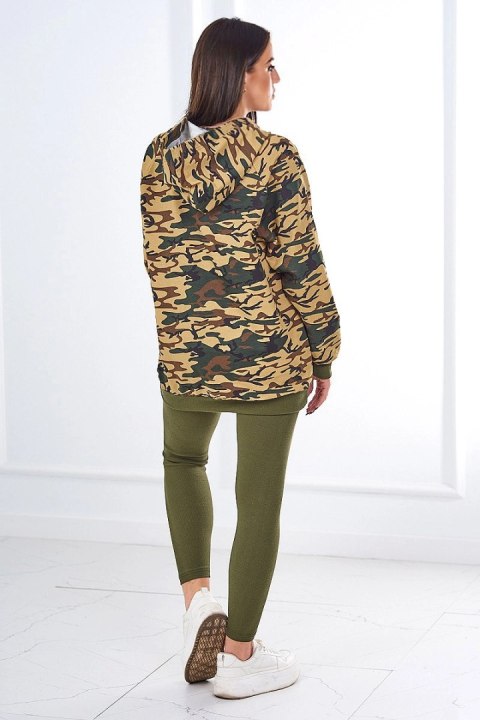 Komplet 3-częściowy moro bluza, top i legginsy khaki + beżowy Komplet 3-częściowy moro bluza, top i legginsy khaki + beżowy
