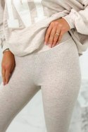Komplet bawełniany bluza + legginsy beżowy melanż