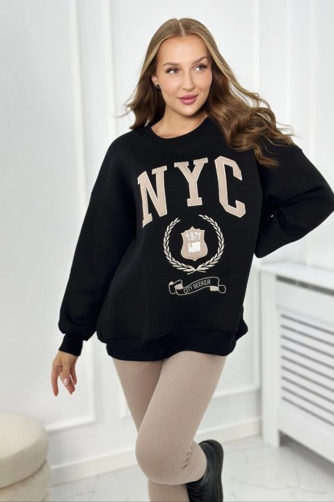 Komplet bawełniany bluza ocieplana + legginsy czarny Komplet bawełniany bluza ocieplana + legginsy czarny