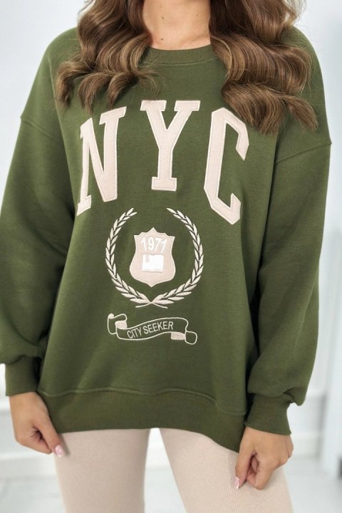 Komplet bawełniany bluza ocieplana + legginsy khaki Komplet bawełniany bluza ocieplana + legginsy khaki