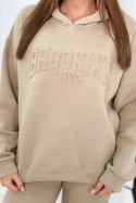 Komplet bawełniany ocieplany bluza + spodnie Brooklyn jasny beżowy