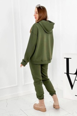 Komplet bawełniany ocieplany bluza + spodnie Brooklyn khaki