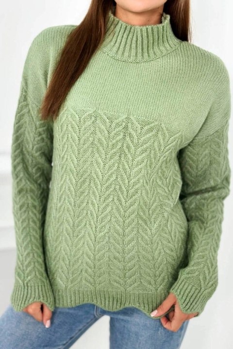 Sweter z ozdobną falbanką ciemno miętowy Sweter z ozdobną falbanką ciemno miętowy