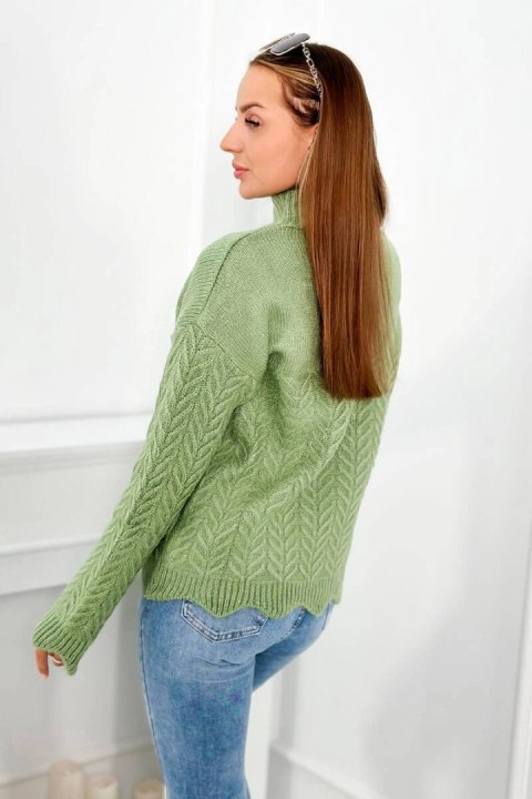 Sweter z ozdobną falbanką ciemno miętowy Sweter z ozdobną falbanką ciemno miętowy