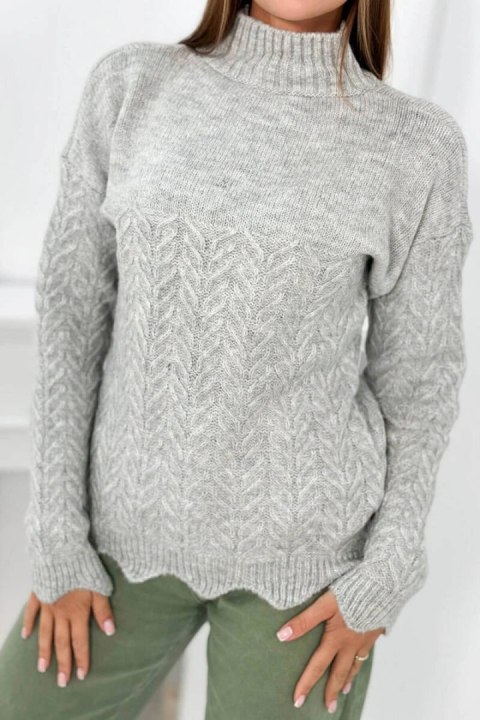 Sweter z ozdobną falbanką szary Sweter z ozdobną falbanką szary