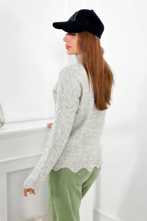 Sweter z ozdobną falbanką szary Sweter z ozdobną falbanką szary