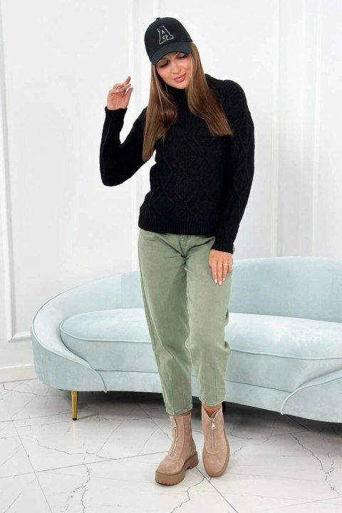Sweter z ozdobnym splotem czarny Sweter z ozdobnym splotem czarny