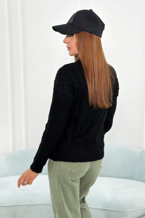 Sweter z ozdobnym splotem czarny Sweter z ozdobnym splotem czarny
