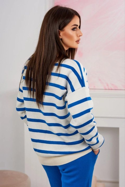 Komplet sweterkowy Bluza w paski + Spodnie chabrowy Komplet sweterkowy Bluza w paski + Spodnie chabrowy