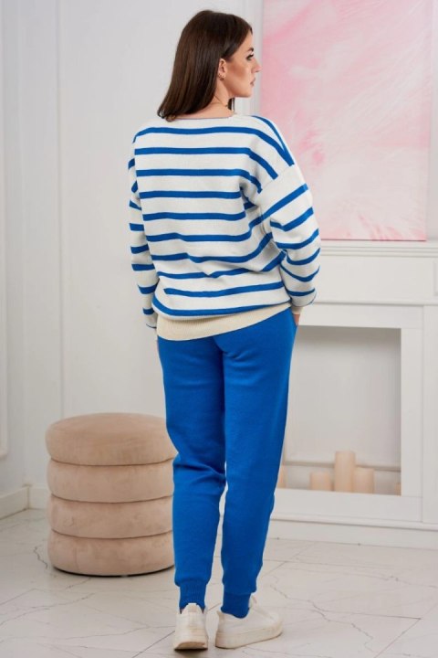 Komplet sweterkowy Bluza w paski + Spodnie chabrowy Komplet sweterkowy Bluza w paski + Spodnie chabrowy