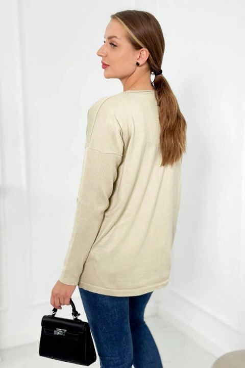Sweter z kieszeniami z przodu beżowy Sweter z kieszeniami z przodu beżowy