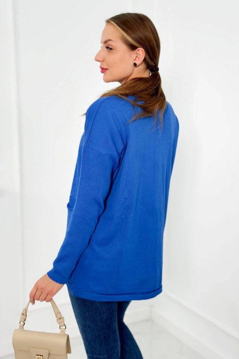 Sweter z kieszeniami z przodu chabrowy Sweter z kieszeniami z przodu chabrowy