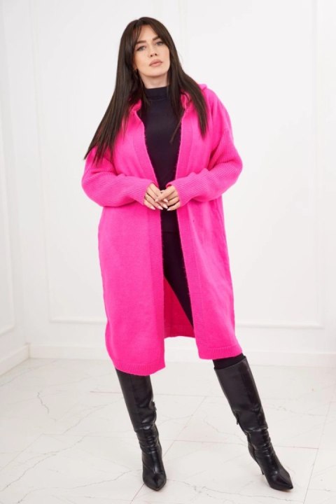 Sweter Kardigan z kapturem różowy neon Sweter Kardigan z kapturem różowy neon