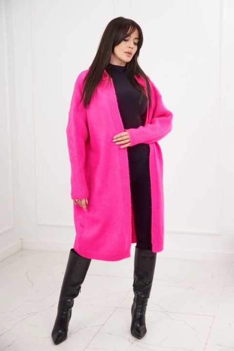 Sweter Kardigan z kapturem różowy neon Sweter Kardigan z kapturem różowy neon