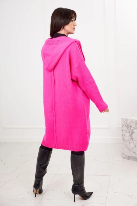 Sweter Kardigan z kapturem różowy neon Sweter Kardigan z kapturem różowy neon